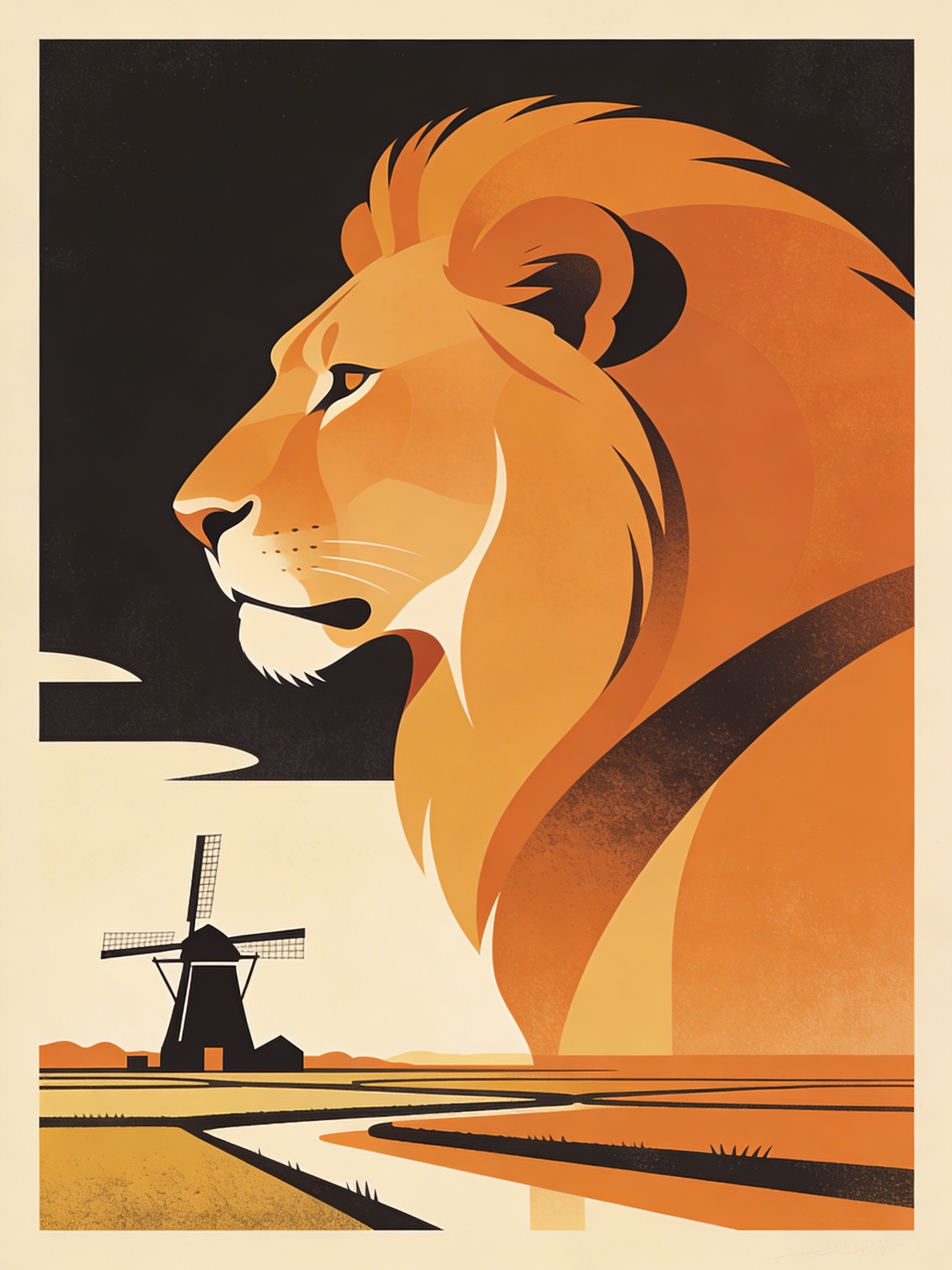 Leeuwenlander — leeuw in het polderlandschap